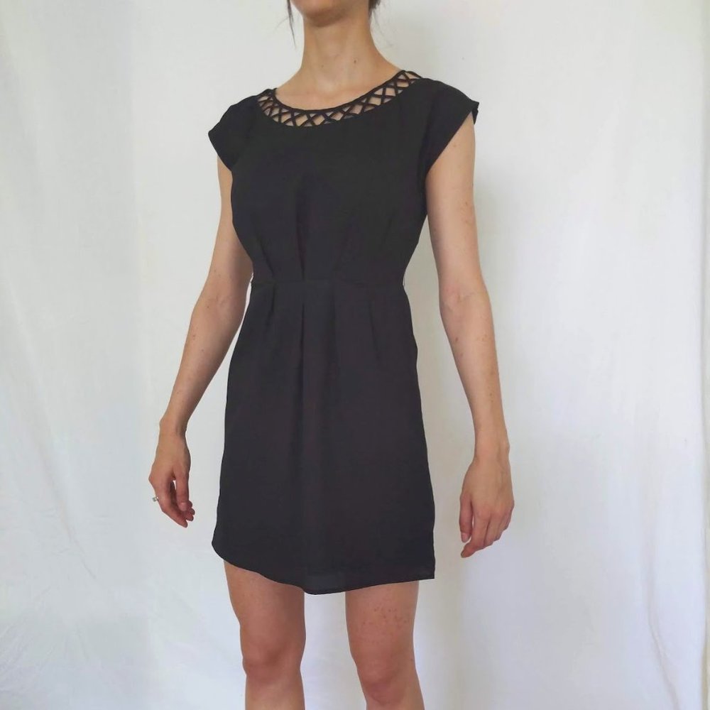 S | BeBop | Black Crepe A-Line Dress